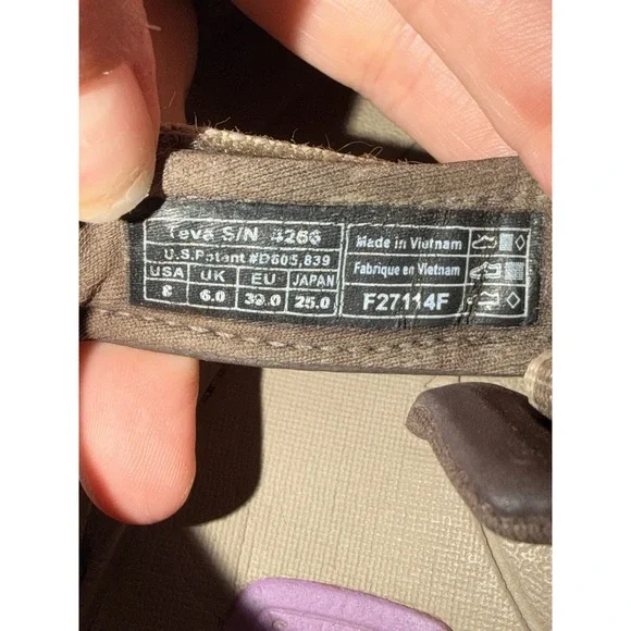 Teva Tirra Taupe Brown & Purple Sandals 8.5 Tan - Picture 4 of 6
